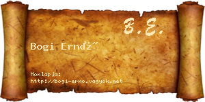 Bogi Ernő névjegykártya